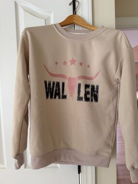 Alden Beige Crewneck Sweatshirt with Pink Graphic